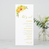 Menu Yellow and Green Summer Floral Let's Eat Wedding (Debout devant)