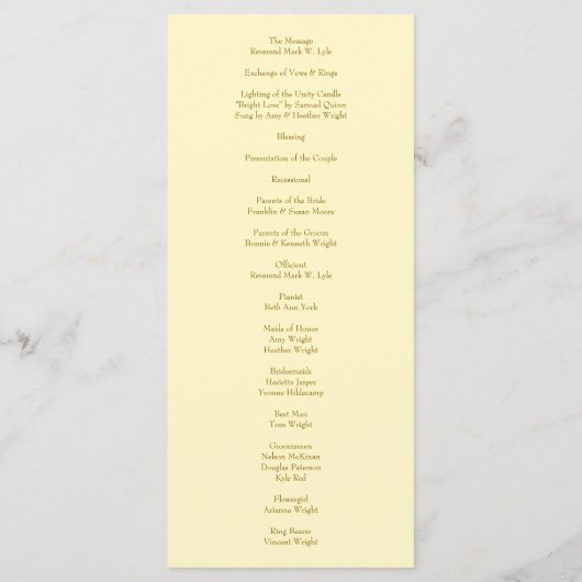 Menu Yellow Rose Wedding Programs (Dos)