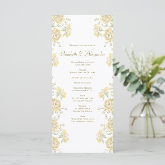 Menu Yellow Rose Wedding Programs (Debout devant)