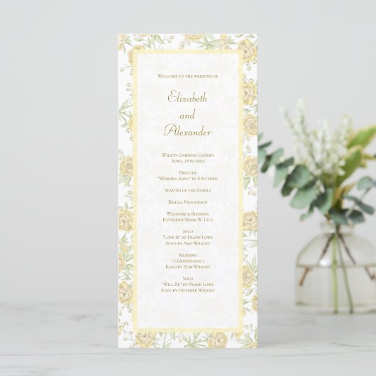 Menu Yellow Rose Wedding Programs (Debout devant)