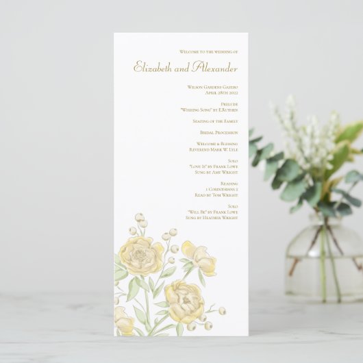 Menu Yellow Rose Wedding Programs (Debout devant)