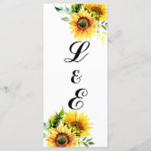 Menu Yellow sunflower floral vibrant spring bouquet (Dos)