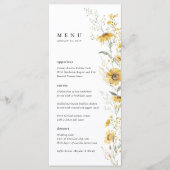 Menu Yellow Wildflower Sunflower Wedding Reception (Devant)