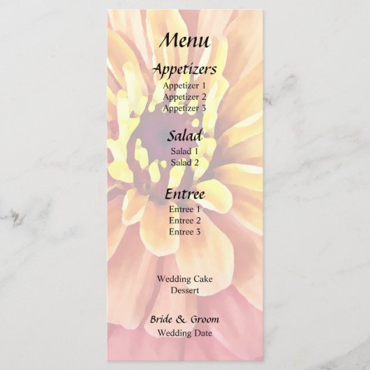 Menu Zinnia aux teintes orange (Devant)