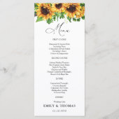 Menu Zonnebloem Weddenschap (Voorkant)