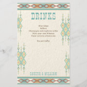 Menu Zuidelijke westerne Boho-stam bruiloft (Achterkant)