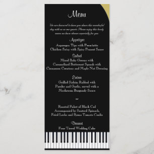Menu Zwart-gouden pianobruiloft