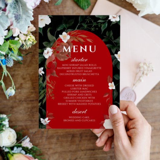 Menu Zwart-wit Elegant White Floral Wedding