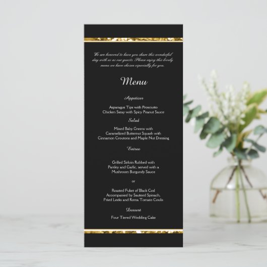 Menu Zwart wit en gouden weddenschap (Staand voorkant)