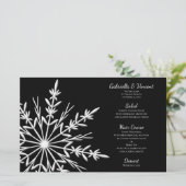Menu Zwart-wit Snowflake Winter Weddenschap (Staand voorkant)