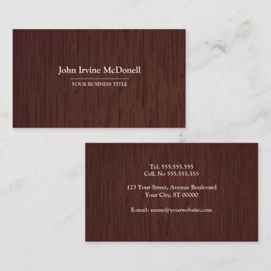 Menuiserie - Carte de visite de texture en bois fo (Devant / Derrière)