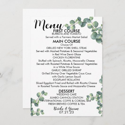 Menuopties Menu (Voorkant / Achterkant)