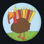Menurkey Magnet<br><div class="desc">Cet aimant présente une Menurkey charismatique et charmante (combinaison de Menorah et de Turquie), pour célébrer cette année la fête croisée Chanukah-Thanksgiving.</div>