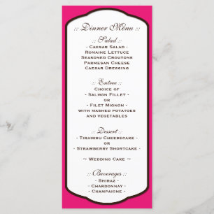 Menus Brown et blancs de fuchsia de mariage de