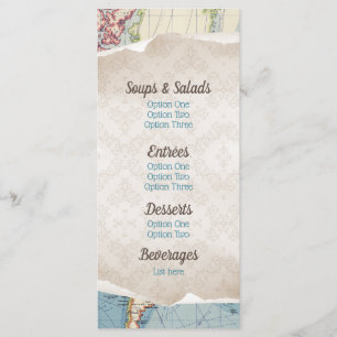 Menus de Baby Shower avec Carte Vintage