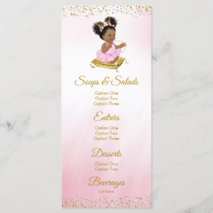 Menus de Baby Shower de la Princesse en Or Rose