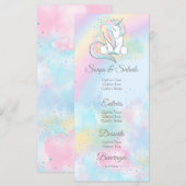 Menus de Baby Shower Licorne (Devant / Derrière)