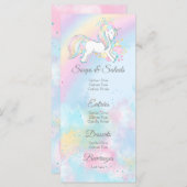Menus de Baby shower Pastel Unicorn (Devant / Derrière)
