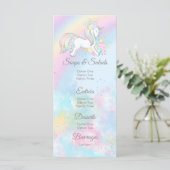 Menus de Baby shower Pastel Unicorn (Debout devant)