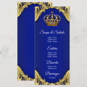 Menus de Baby Shower Prince Bleu Or (Devant / Derrière)