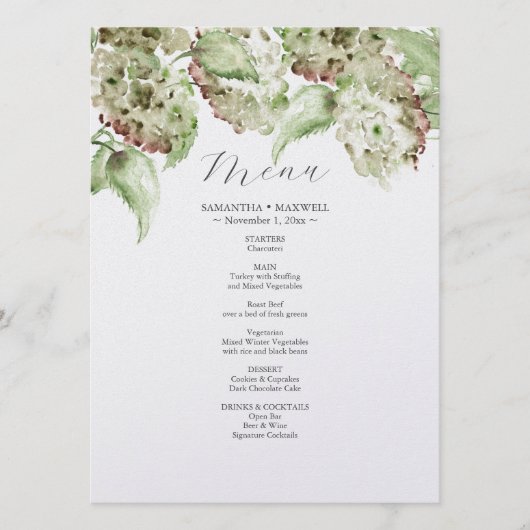 Menus de décoration de mariage avec Hydrangea vert (Devant)