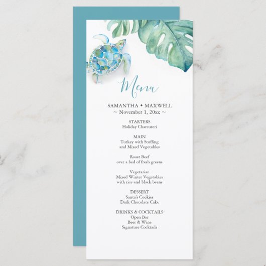 Menus de décoration de mariage de destination Trop (Devant / Derrière)