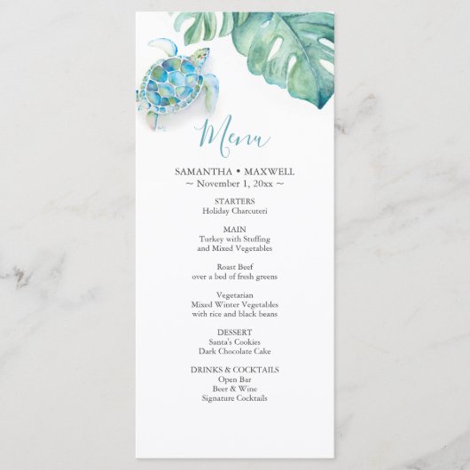 Menus de décoration de mariage de destination Trop (Devant)