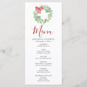 Menus de fête de Noël à couronne d'aquarelle (Devant)