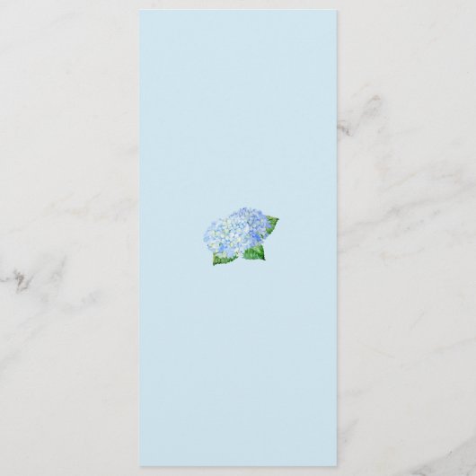 Menus de fleurs d'aquarelle bleu Hydrangea (Dos)
