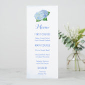 Menus de fleurs d'aquarelle bleu Hydrangea (Debout devant)