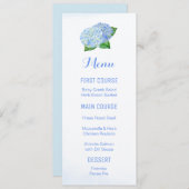 Menus de fleurs d'aquarelle bleu Hydrangea (Devant / Derrière)