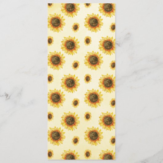 Menus de fleurs d'aquarelle des tournesols (Dos)