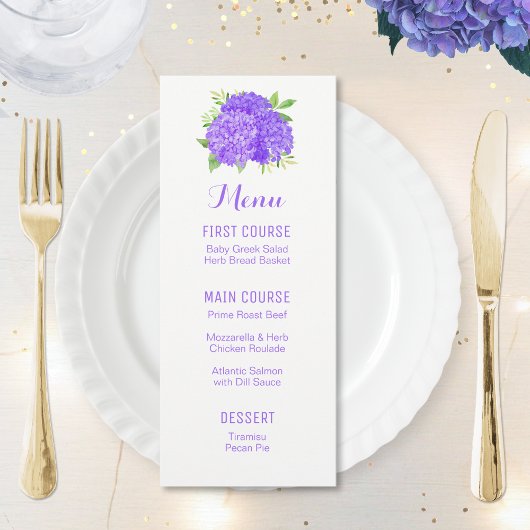 Menus de fleurs d'aquarelle pourpre Hydrangea Bouq