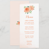 Menus de fleurs d'aquarelle Rose de pêche (Devant / Derrière)