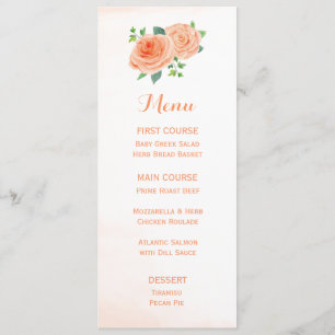 Menus de fleurs d'aquarelle Rose de pêche