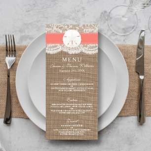 Menus de la collection Mariage Dollar Sable de Cor