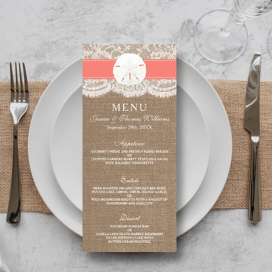 Menus de la collection Mariage Dollar Sable de Cor