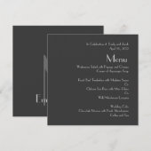 Menus de mariage à monogramme gris moderne (Devant / Derrière)