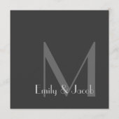 Menus de mariage à monogramme gris moderne (Dos)