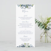 Menus de mariage à verdure peinte Bleu poussiéreux (Debout devant)