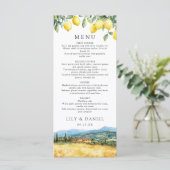 Menus de mariage aquarelle citrons Toscane Italie (Debout devant)