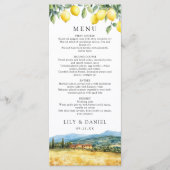 Menus de mariage aquarelle citrons Toscane Italie (Devant)