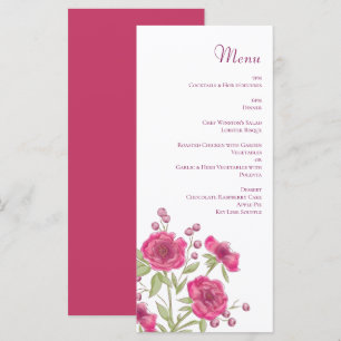 Menus de mariage aux roses roses vifs pour hommes