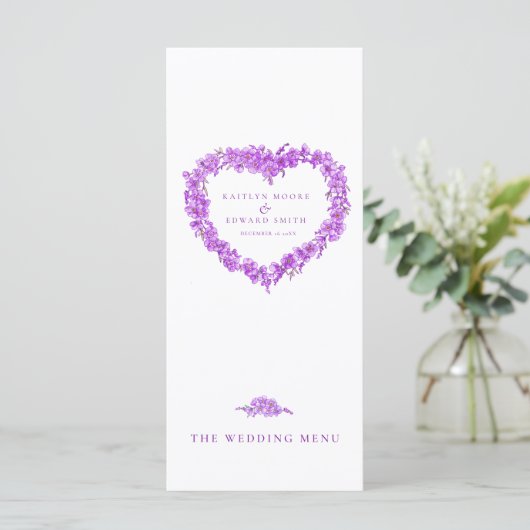 Menus de mariage blanc pourpre et pourpre pour ne (Debout devant)