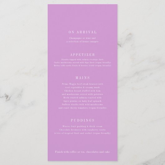 Menus de mariage blanc pourpre mistletoe (Dos)