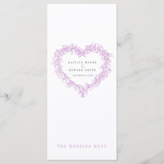 Menus de mariage blanc pourpre mistletoe (Devant)