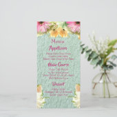 Menus de Mariage bleu fleur sauvage (Debout devant)