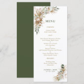Menus de mariage bohème botanique vert et or (Devant / Derrière)