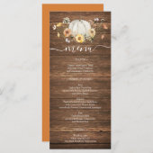 Menus de Mariage Citrouille de récolte de fleurs (Devant / Derrière)