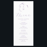 Menus de Mariage de lavande simple Monogramme<br><div class="desc">Préparez-vous à une expérience gastronomique inoubliable à votre mariage avec notre délicieux menu mariage lavande. Le design présente gracieusement les initiales de la mariée et du marié, élégamment encerclés par l'art délicat de la ligne de lavande. "Menu" est magnifiquement scénarisé en calligraphie sophistiquée, ajoutant un air d'élégance. Personnalisez sans effort...</div>
